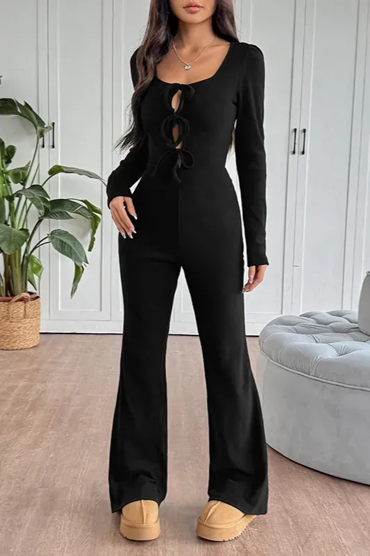 Black Fitted Squareneck Jumpsuit