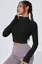 Black Solid Zip Collar Crop Top