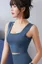 Dark Blue Square Neck Crop Top