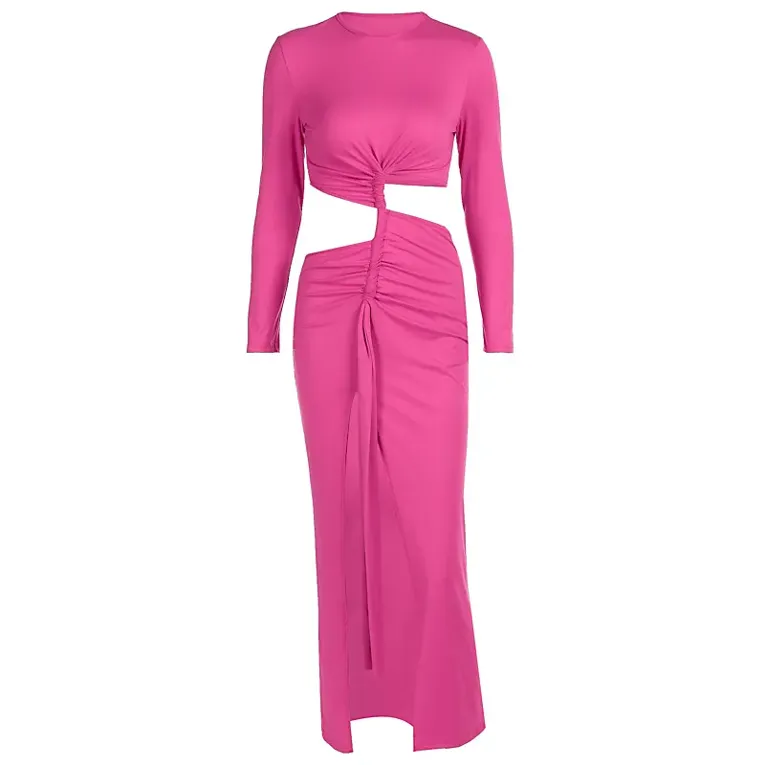 strapless open back dress Let Your Love Flow Midi Slip Dress Magenta – Brazilian Leaves Fashion main image 1