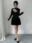 Black Floral Fit Flare Micro Mini Dress
