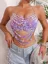 Lavender Embellished Chain Detail Bralette Top