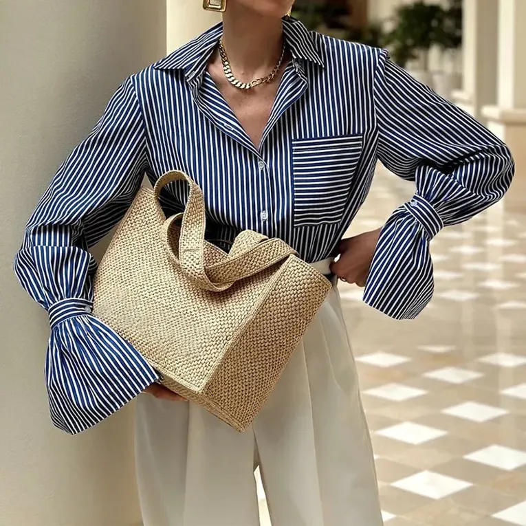 Navy Blue Striped Shirt - Image 1