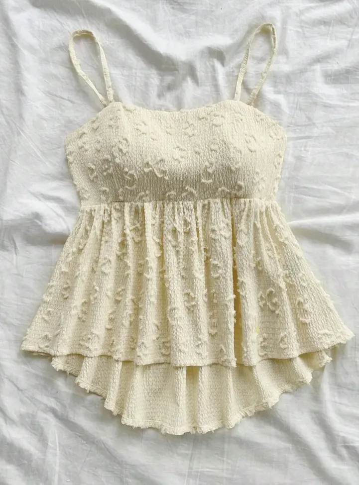 Yellow Textured High Low Peplum Top - Image 1