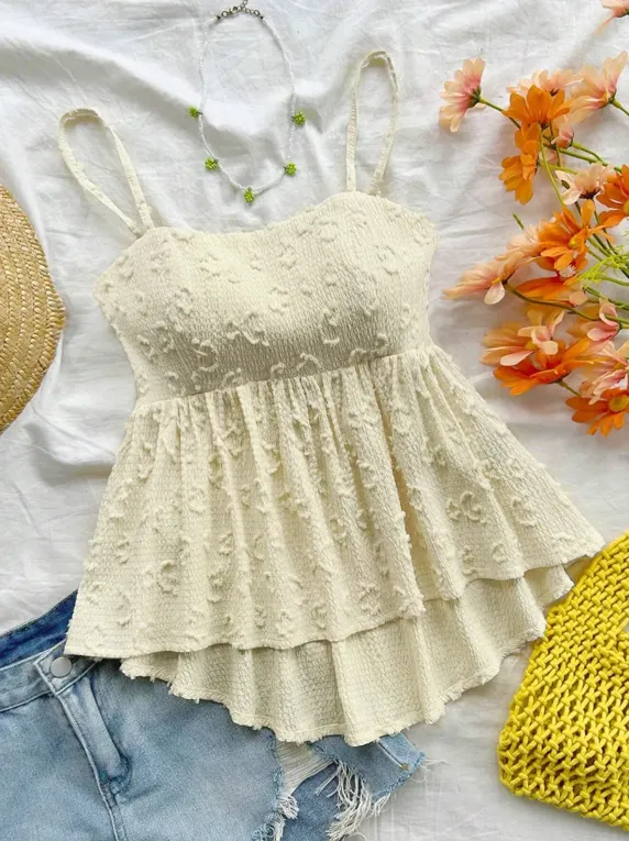 Yellow Textured High Low Peplum Top - NEWME