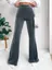 Navy Textured Bell Bottom Trouser