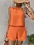 Orange Solid Shorts Co Ord Set