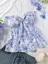 Blue Floral Peplum Tube Top