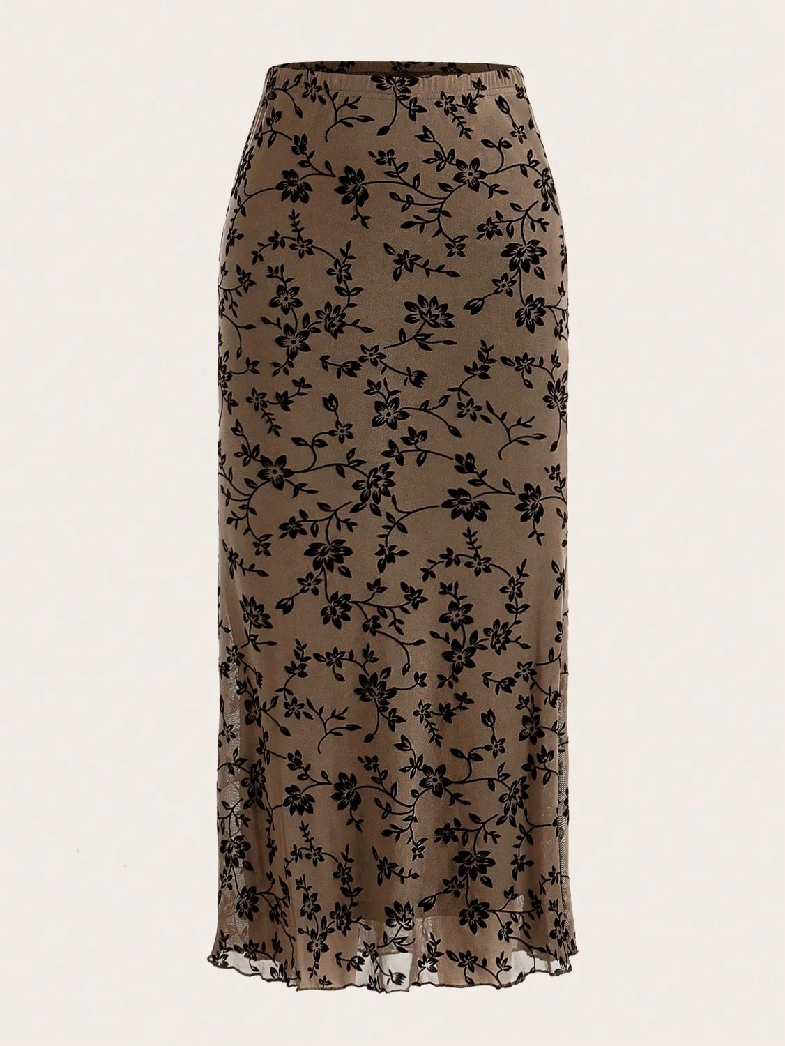 Green Floral Maxi Mermaid Skirt - NEWME