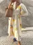 Tropical Print Buttoned Midi Dress