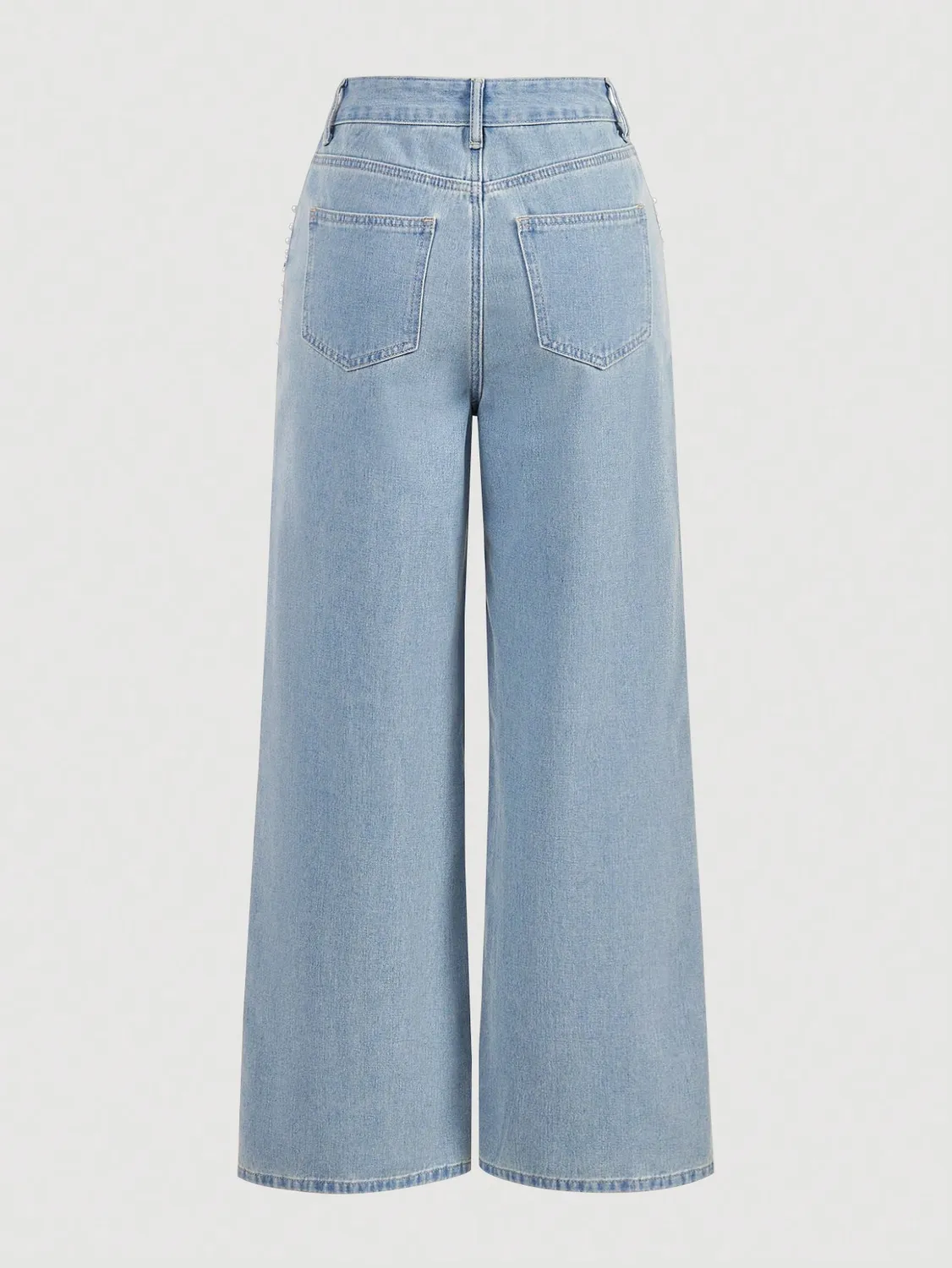 jean　①    ★149    19枚口 Embellished Pearl Wide Leg Jeans - NEWME