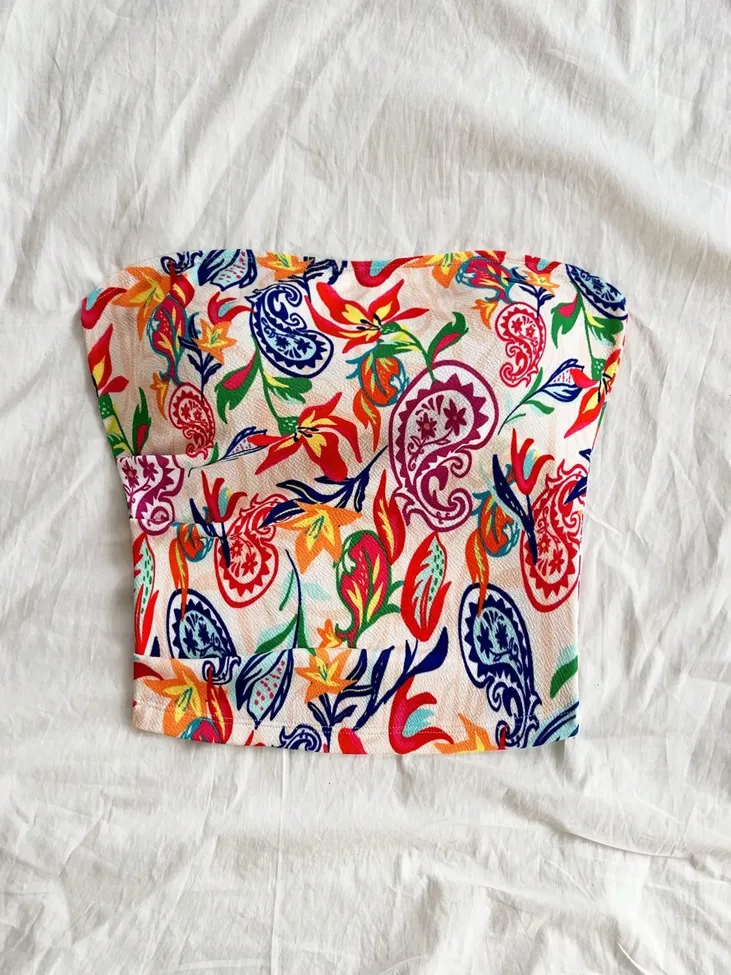 Multi Paisley Polyester Tube Top - Image 1