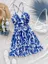 Floral Blue Smocked Mini Dress