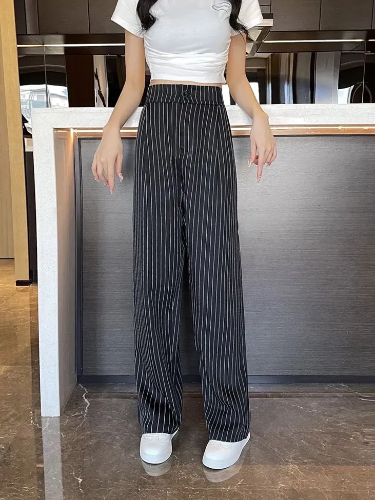 High Rise Pinstripe Pants - Image 1