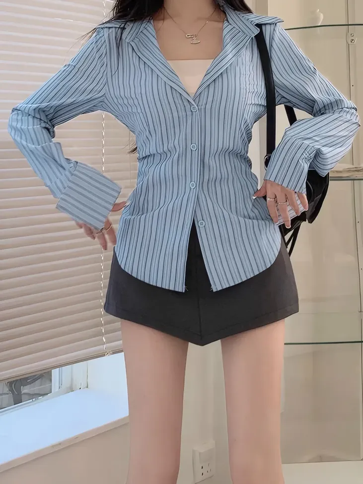 Striped Blue Buttondown Shirt - Image 1