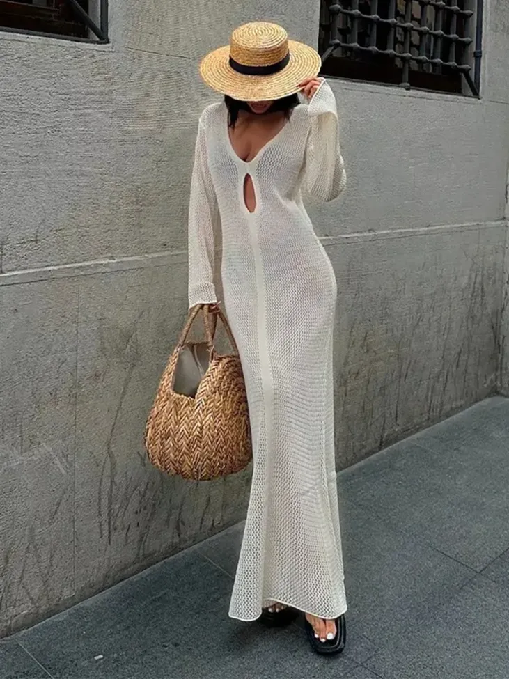 White Cut Out Maxi Dress - Image 1