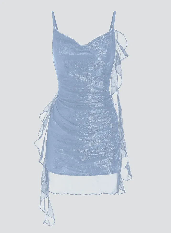 Blue Ruffled Sweetheart Dress - Image 1