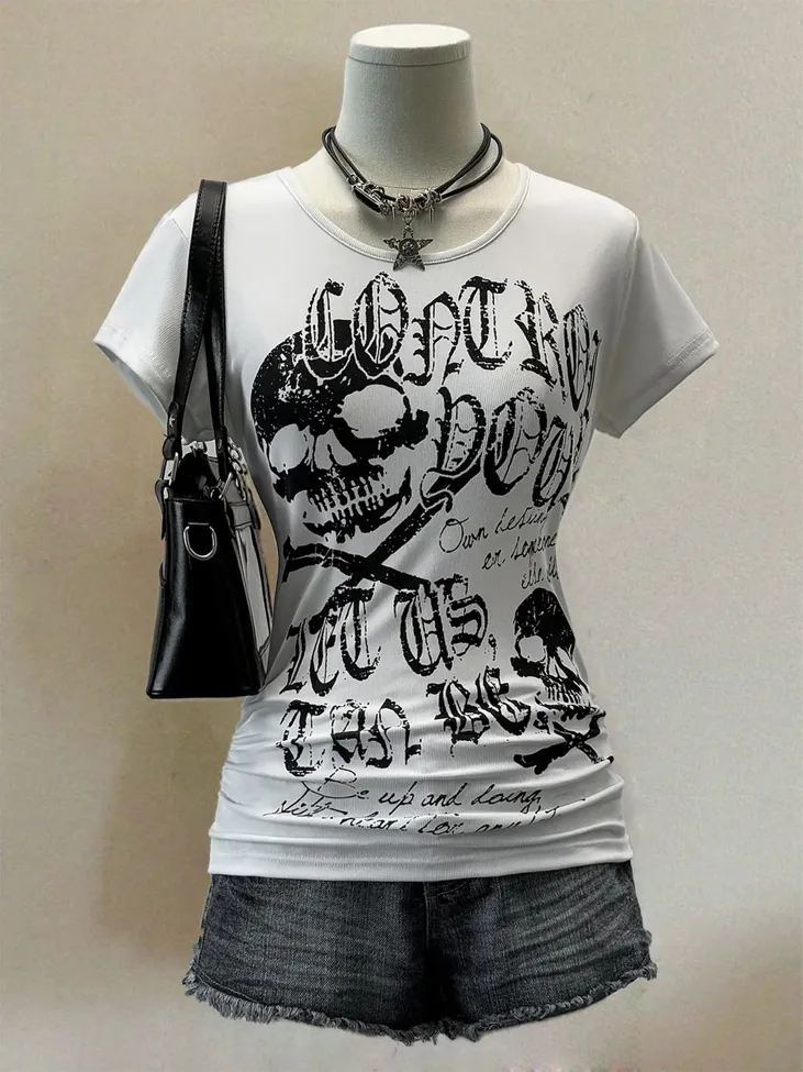 White Graphic Crew Neck Tshirt - Image 1