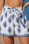 Blue High Rise Ethnic Print Shorts