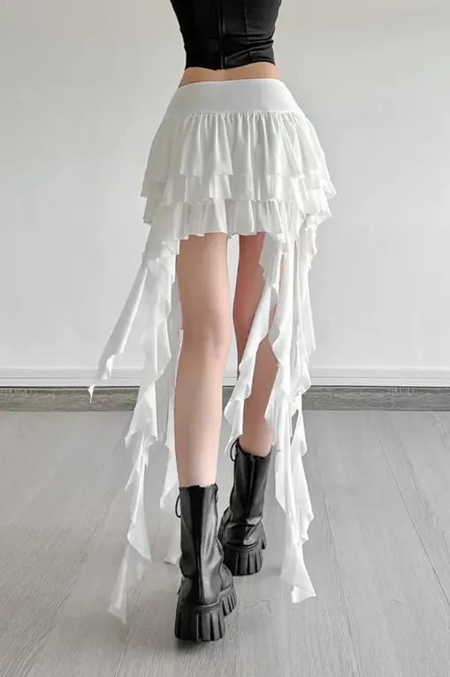 treat urself frill mini skirt white white skirt cute sold on