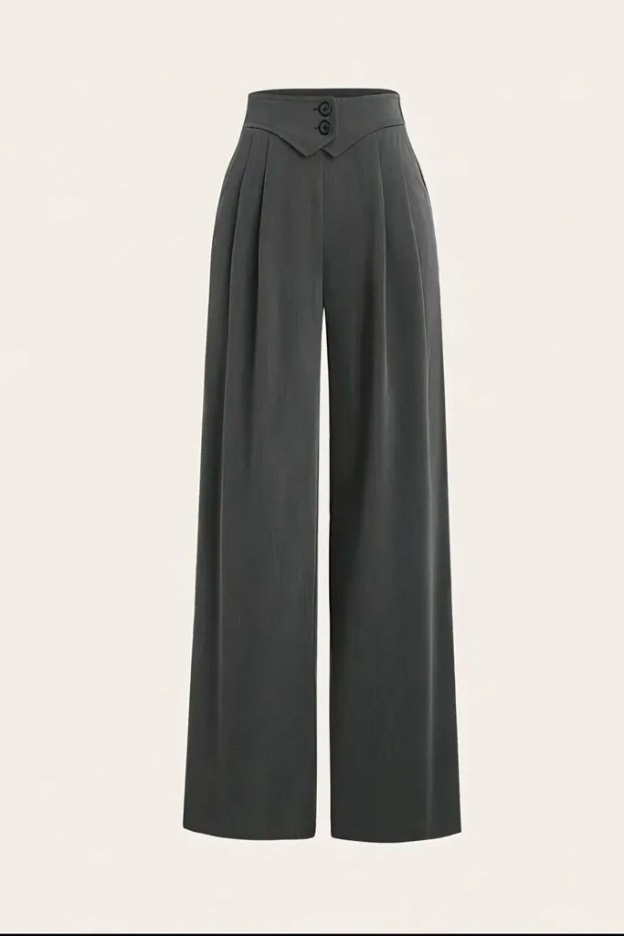 Dark Grey High Rise Formal Pants - Image 1