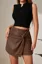 Dark Brown High Rise Knot Detail Mini Skort