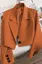 Orange Solid Crop Lapel Collar Blazer