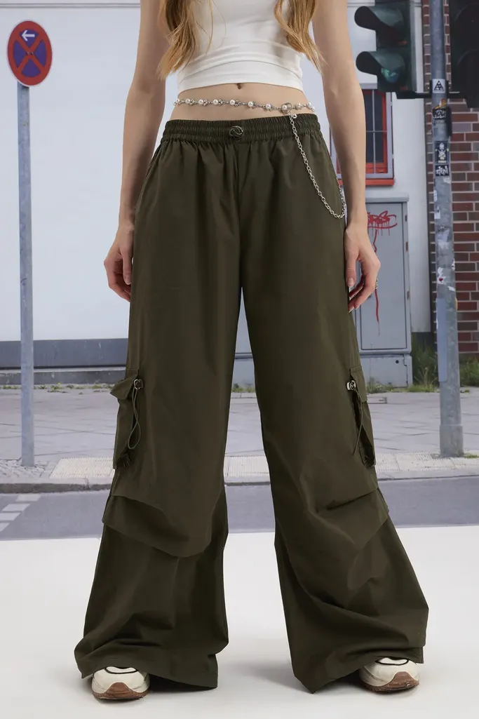 Olive Highrise Cargo Pants - Image 1