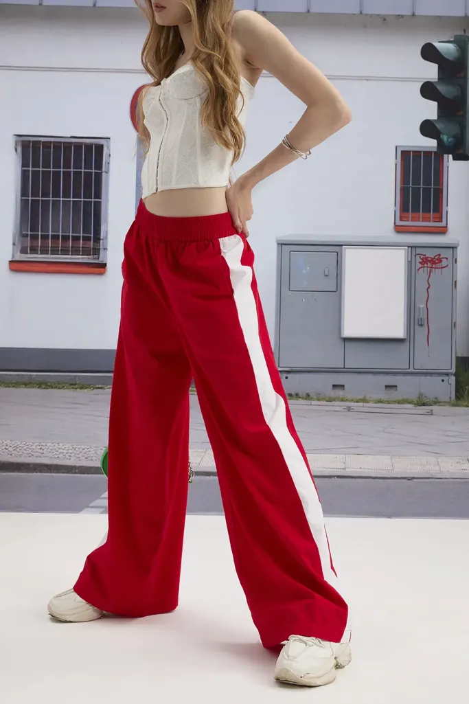 Red Midrise Trackpants - Image 1