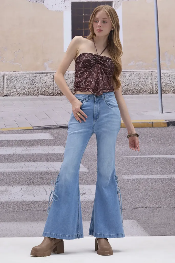 Blue Highrise Bootcut Jeans - Image 1