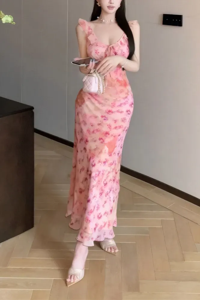 Pink Sweetheart Floral Maxi Dress - Image 1