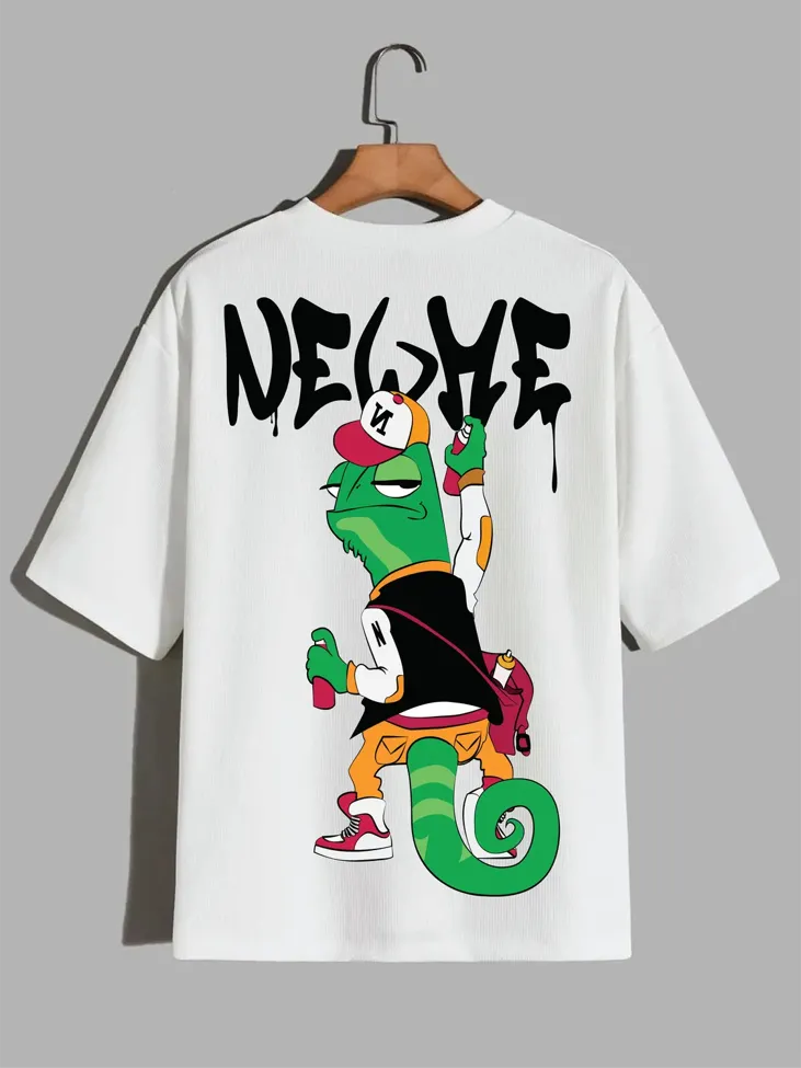 White Graphic Oversized Crew Neck Tshirt - Image 1