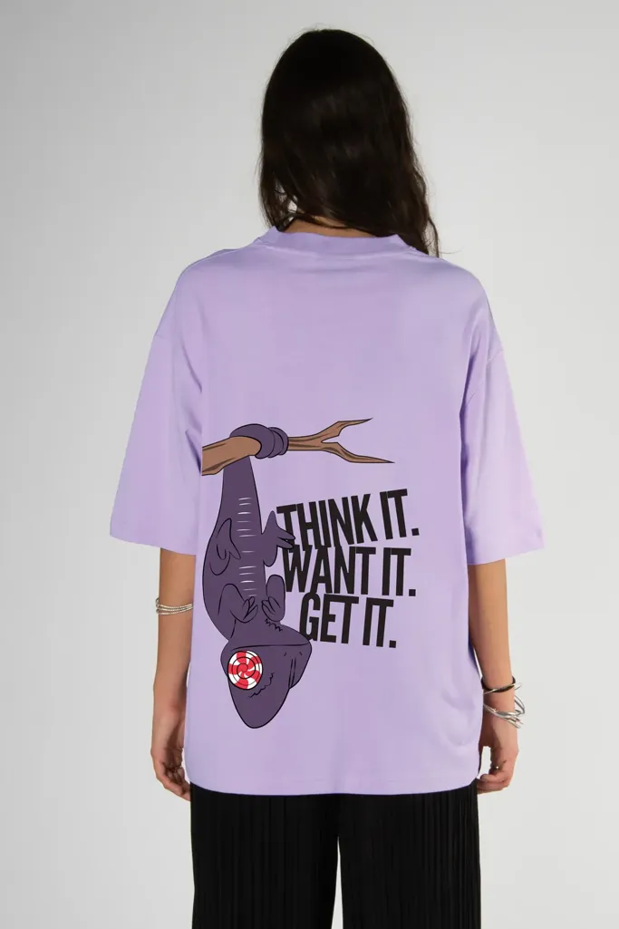 Lilac Graphic Oversized Crew Neck Tshirt - Image 1