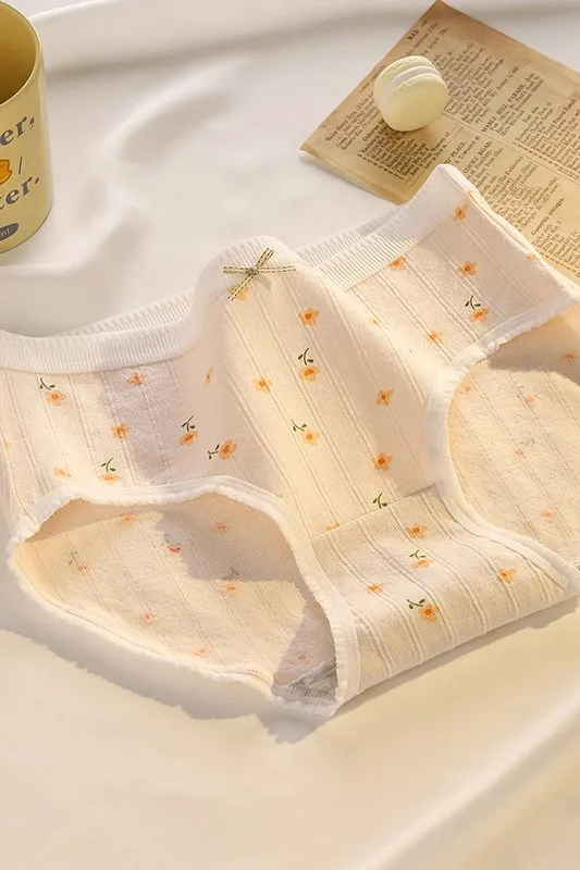 Off White Floral Midrise Briefs