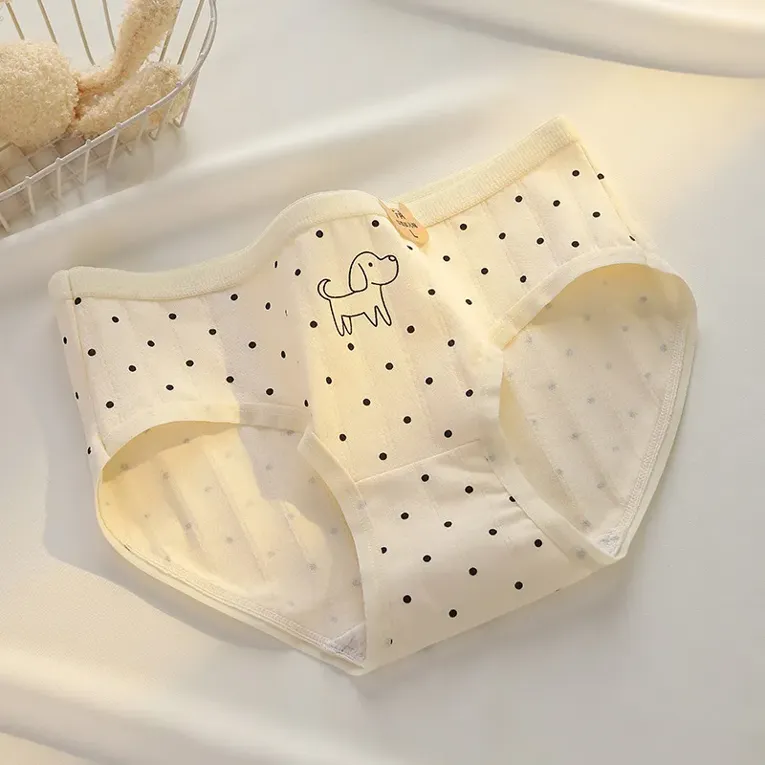 Beige Polka Dot Midrise Briefs - Image 1
