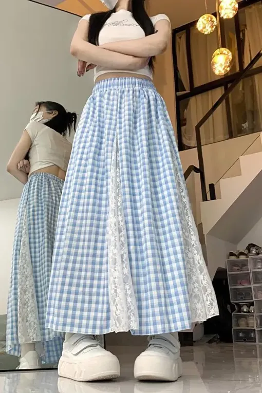 【ok.soon】 新品未使用⭐︎gingham check long skirt ok.soon】gingham check long skirt