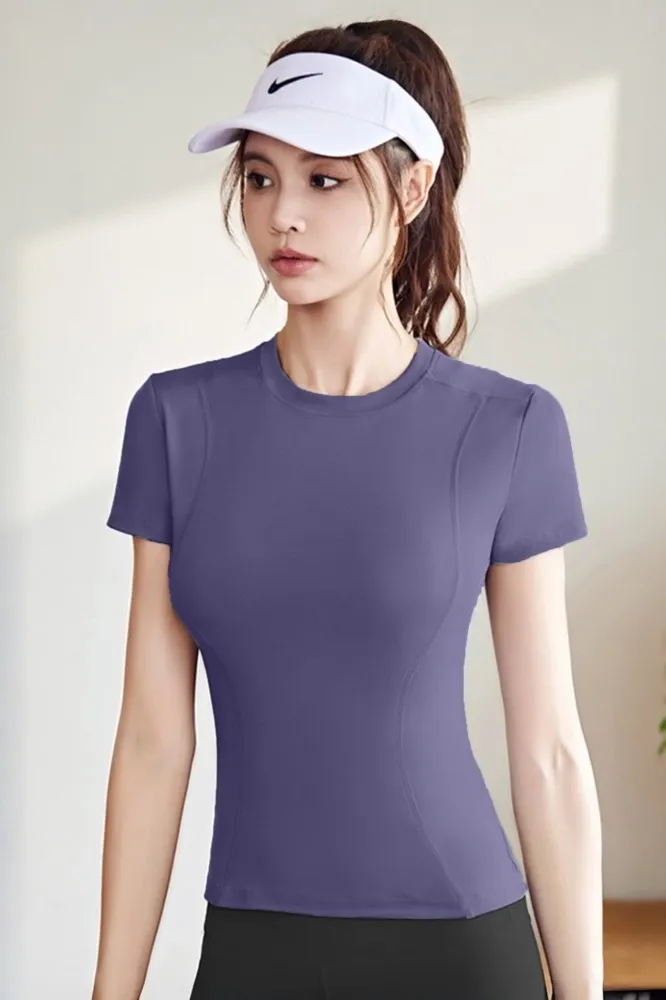 Purple Fitted Crew Neck Tshirt - Image 1