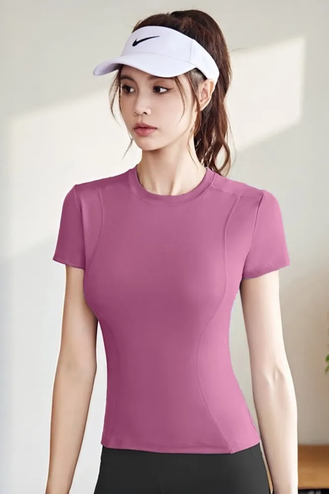 Pink Fitted Crew Neck Tshirt - Image 1