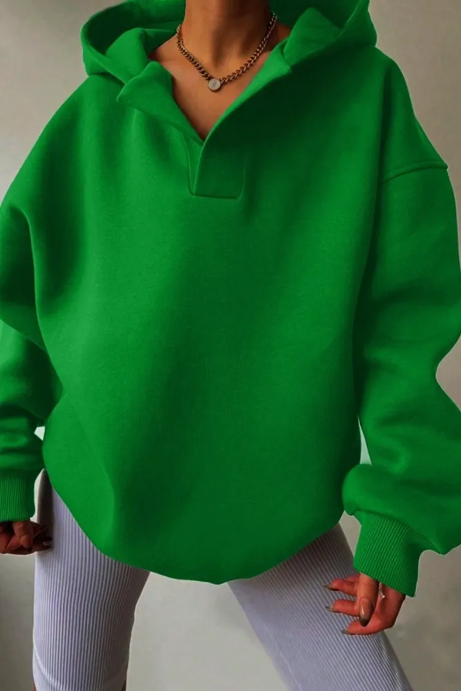 Green Oversized Hooded Sweatshirt - Image 1