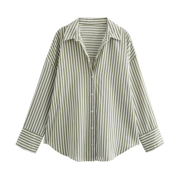 Green Striped Regular Shirt - Image 1