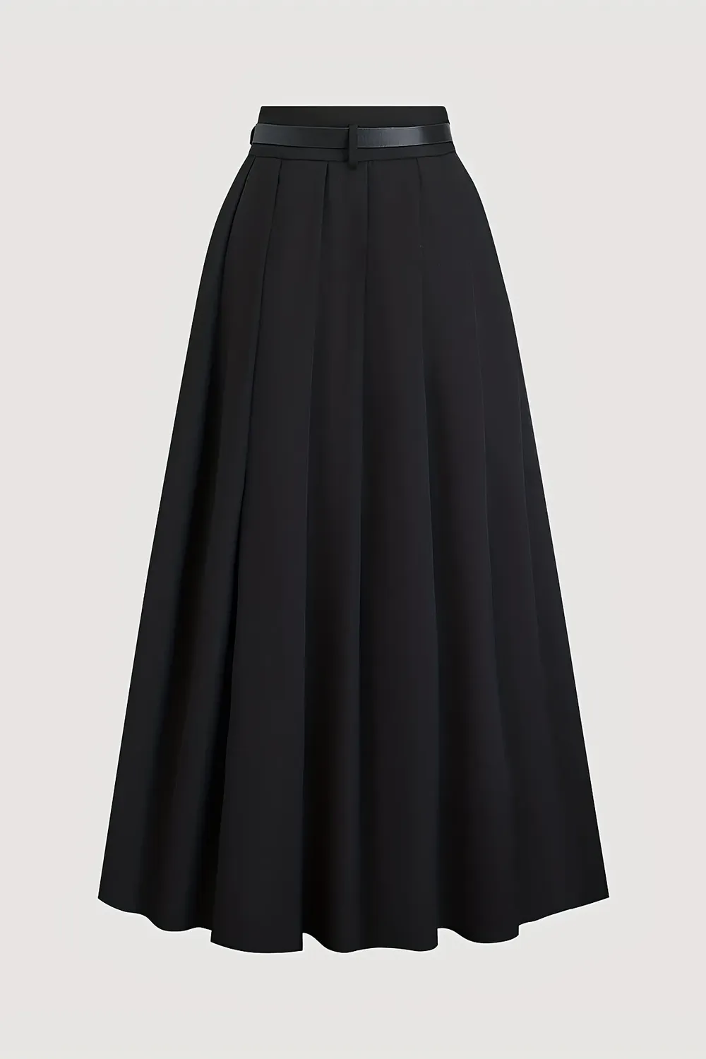 Black Highrise Pleated Maxi Skirt - NEWME