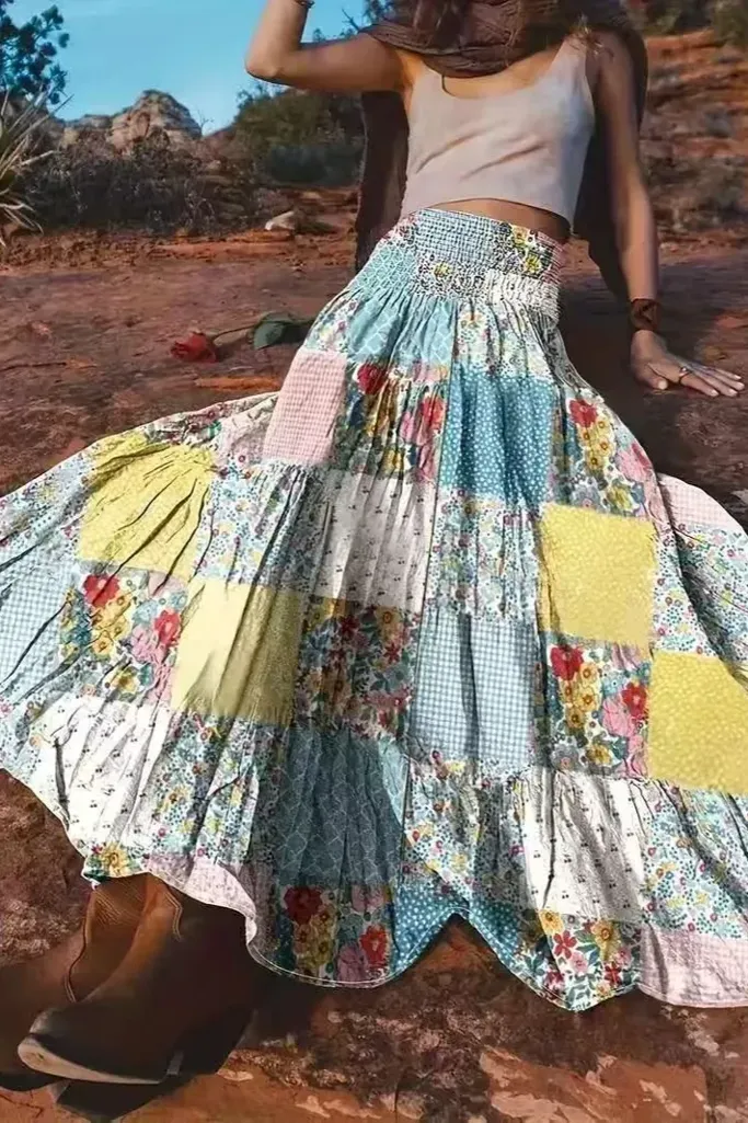 Multi Color High Rise Floral Maxi Skirt - Image 1
