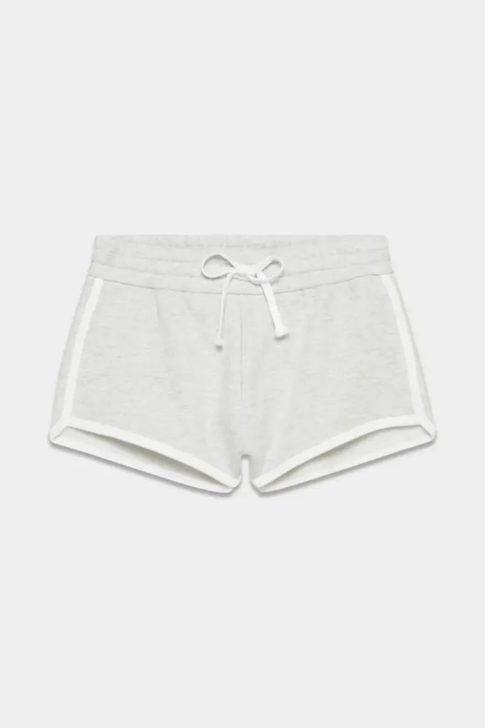 Grey Solid Mid Rise Tieup Shorts - Image 1