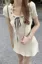 Cream Tieup Scoop Neck Mini Dress