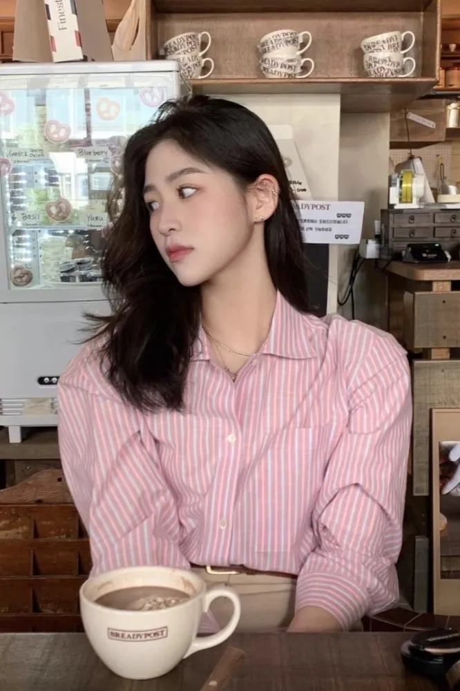 Pink Striped Buttonup Shirt - Image 1