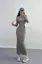 Grey Hooded Bodycon Maxi Dress