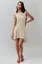 Beige Solid Boat Neck Midi Dress