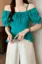 Turquoise Blue Square Neck Tieup Top