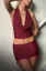Maroon Fringed Halter Neck Coord Set