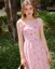 Pink Floral Smocked Midi Dress